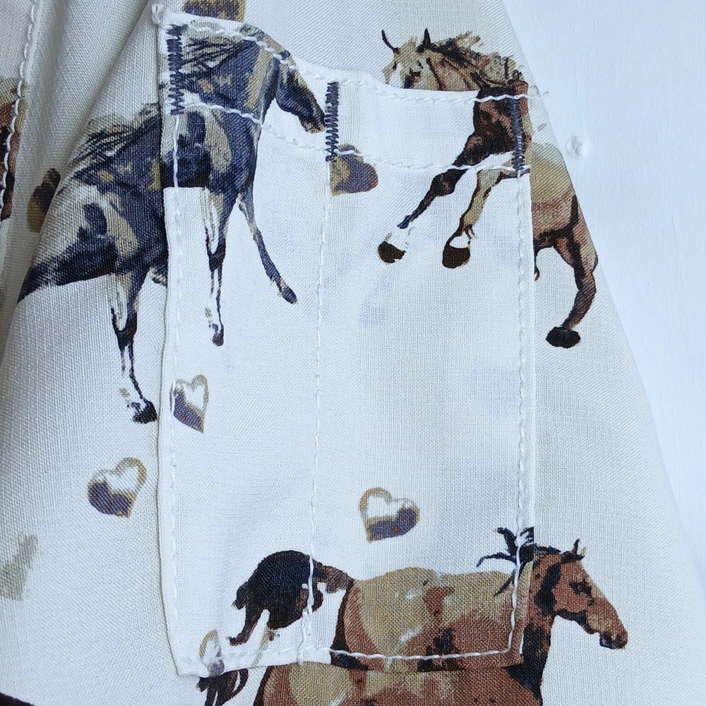 Carhartt Force Women S Horse Print Scrub Top Equestrian Western V-Neck Pockets - Picture 7 of 9